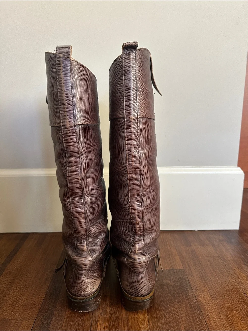 Golden Goose Charlye distressed leather, tall riding boots w buckle harness S 38